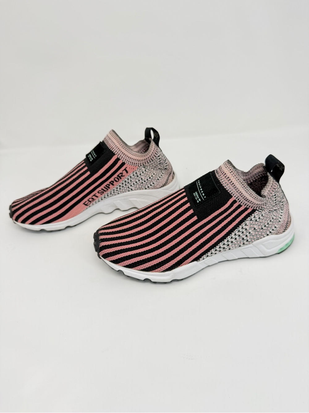 adidas Knit Slip-On Sneakers in Black and Pink